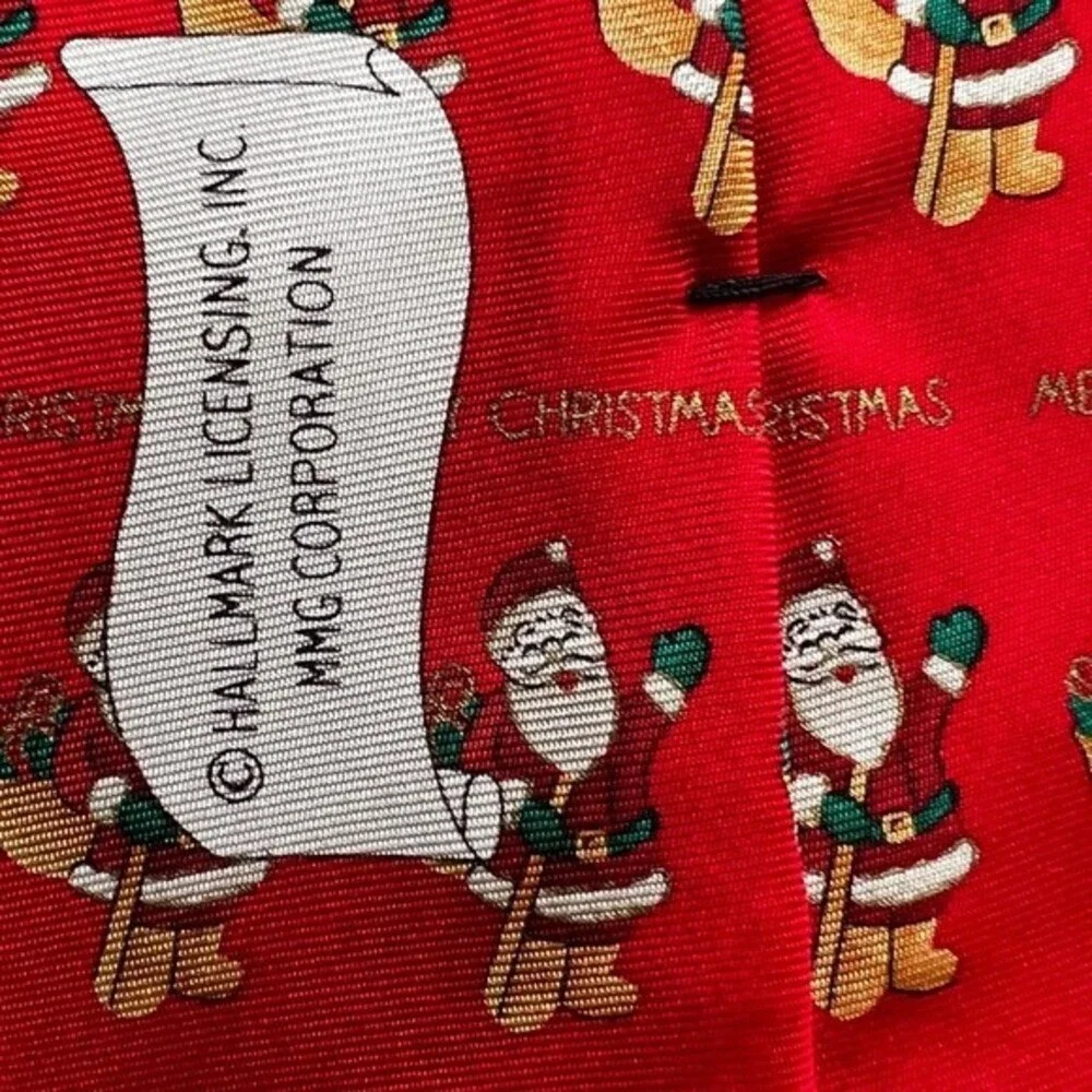 Vintage Silk Santa Tie Hallmark Traditions by MMG Holiday Christmas